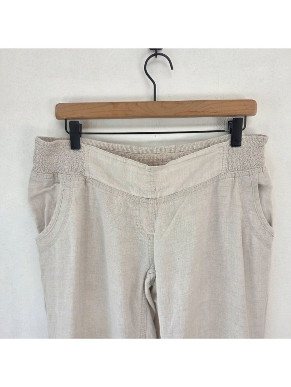 BUNDLE (2) Motherhood Maternity 100% Linen Pants Elastic Pull-On Size M - Picture 4 of 16